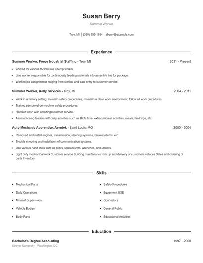 Resume example 1