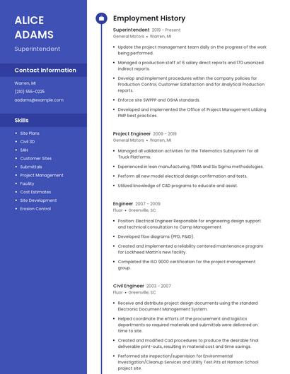 Superintendent Resume