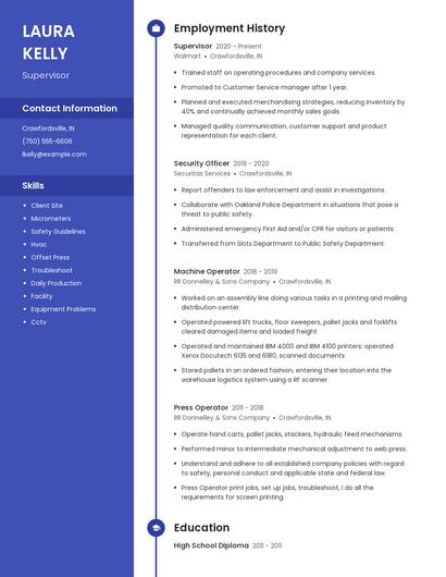 Supervisor Resume