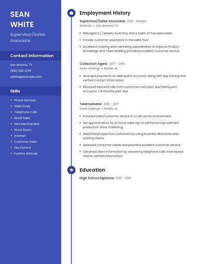 Supervisor/Sales Associate Resume