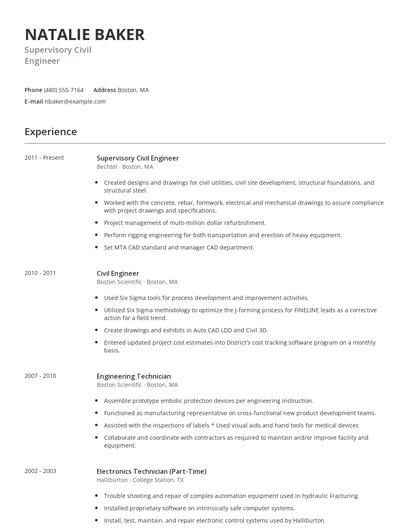 Supervisory Civil Engineer Resume