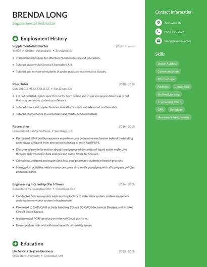 Resume example 5