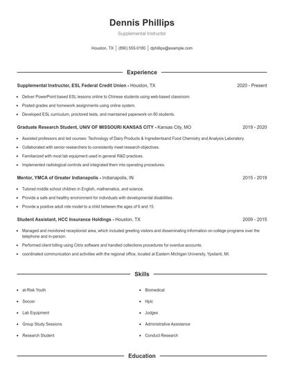 Resume example 1
