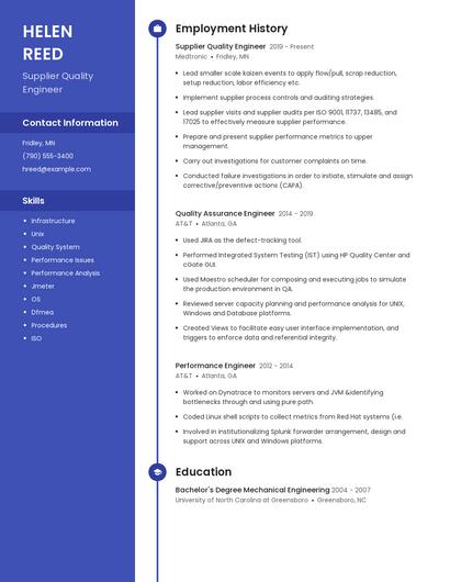 Supplier Quality Engineer Resume