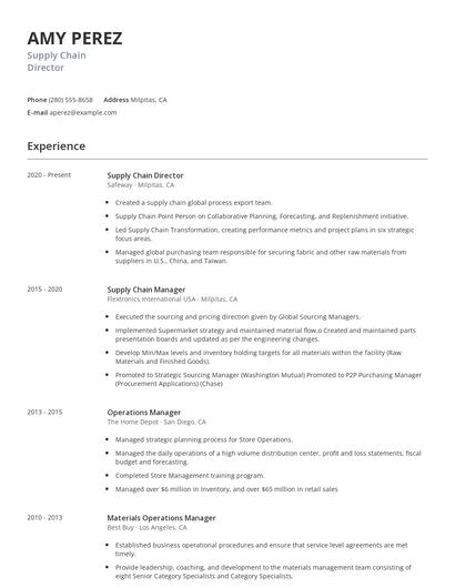 Supply Chain Director Resume