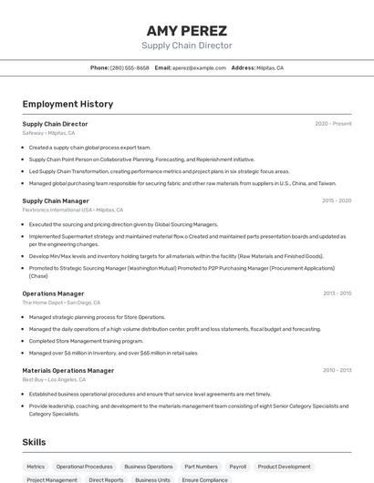 Supply Chain Director Resume