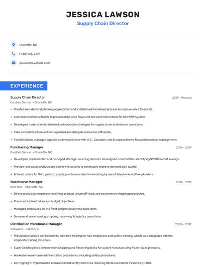 Supply Chain Director Resume