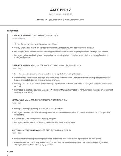 Supply Chain Director Resume