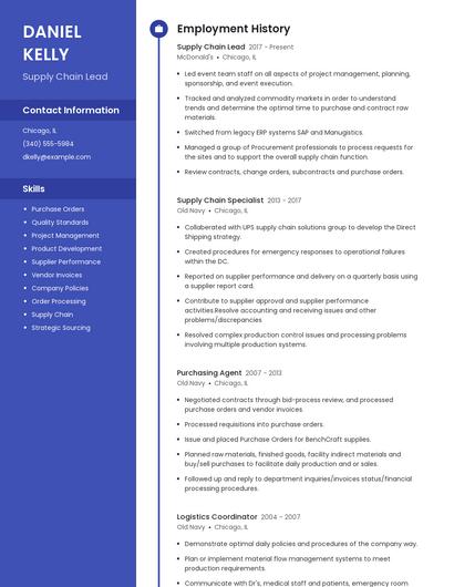 Supply Chain Lead Resume
