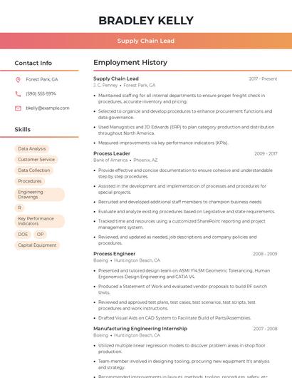 Supply Chain Lead Resume