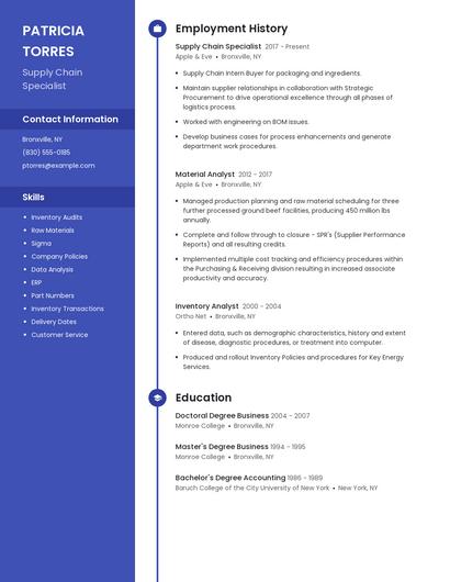 Supply Chain Specialist Resume
