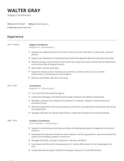 Supply Coordinator Resume