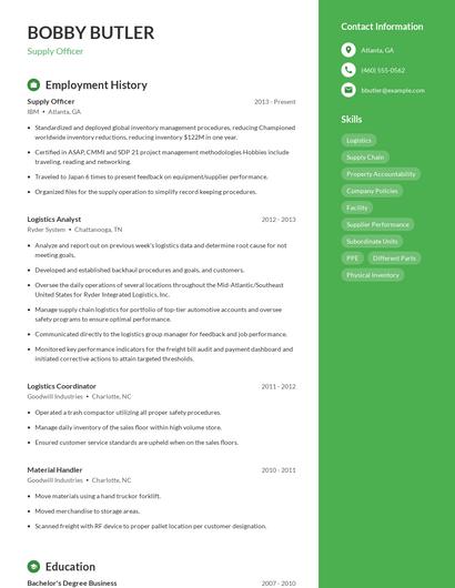 Supply Officer Resume