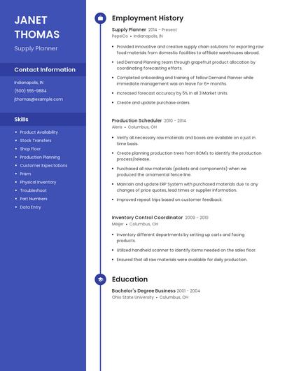 Supply Planner Resume