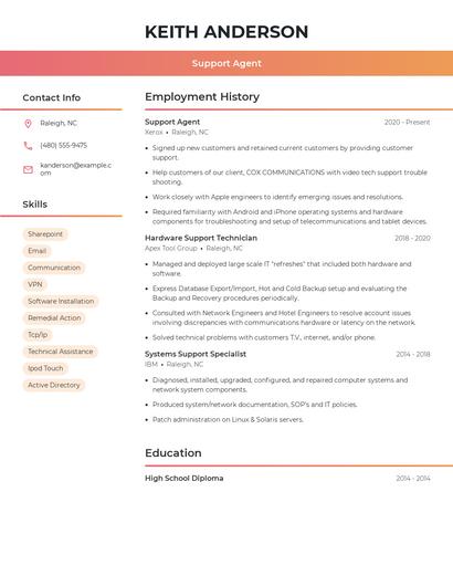 Support Agent Resume