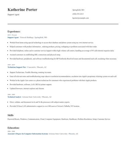 Support Agent Resume