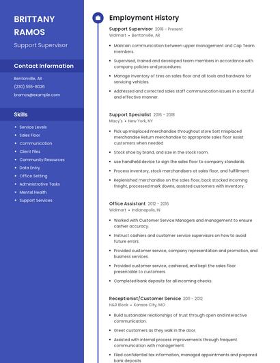 Support Supervisor Resume