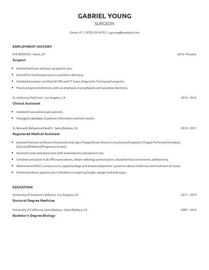 Surgeon Resume
