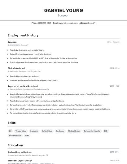 Surgeon Resume