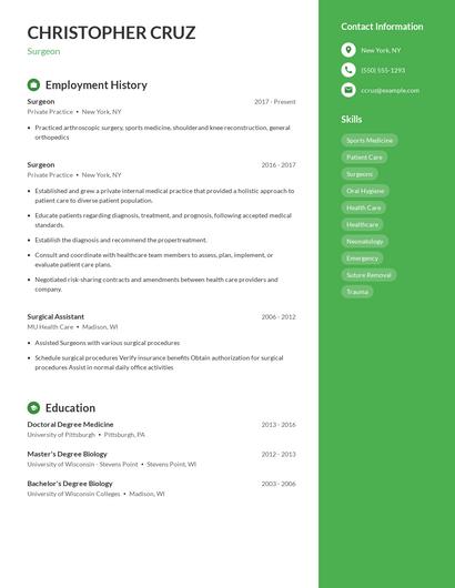 Surgeon Resume