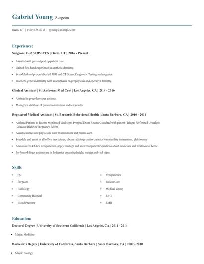 Surgeon Resume