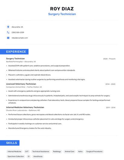 Surgery Technician Resume