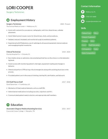 Surgery Technician Resume