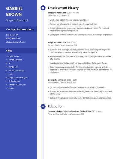Surgical Assistant Resume