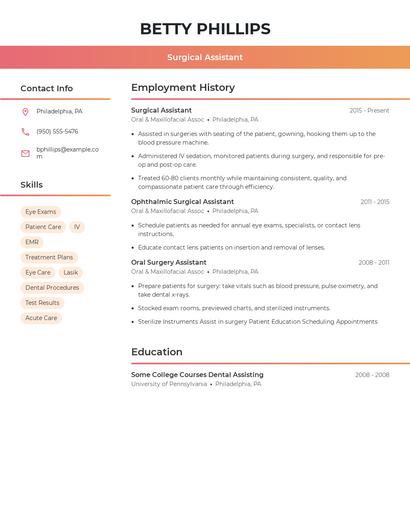 Surgical Assistant Resume