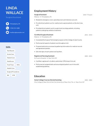 Surgical Assistant Resume