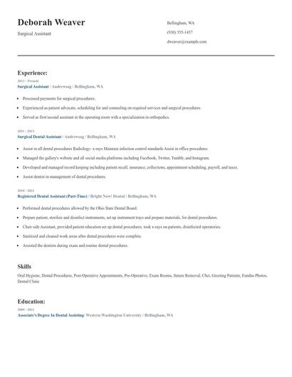 Surgical Assistant Resume