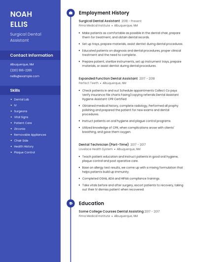 Surgical Dental Assistant Resume