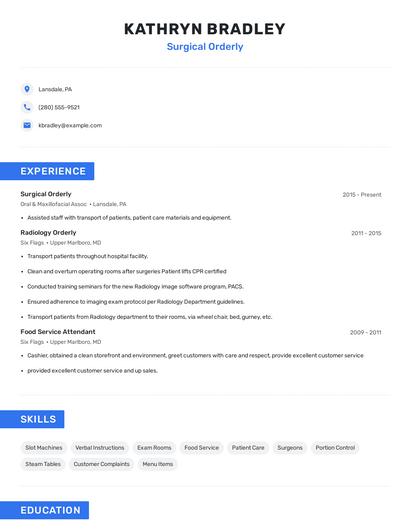 Surgical Orderly Resume
