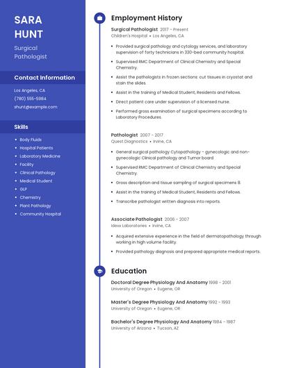 Surgical Pathologist Resume