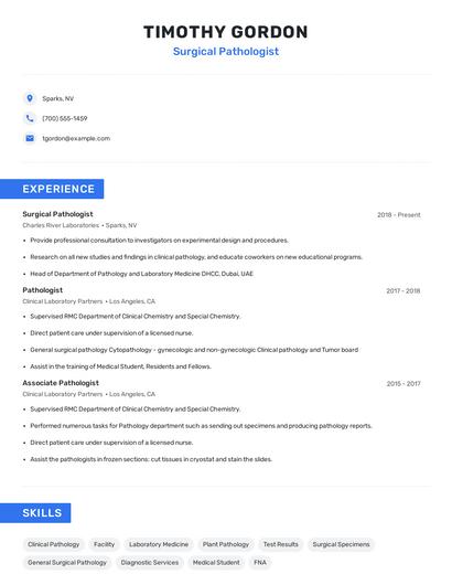 Surgical Pathologist Resume