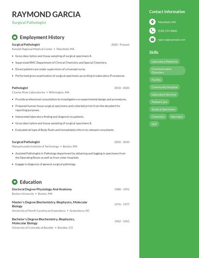 Surgical Pathologist Resume