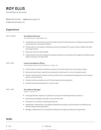 Surveillance Director Resume