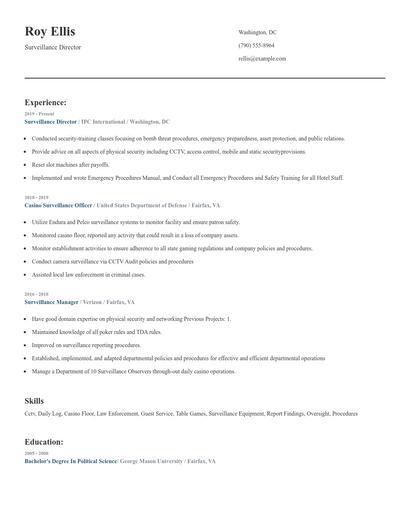 Surveillance Director Resume