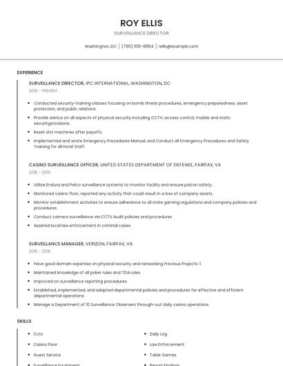 Surveillance Director Resume
