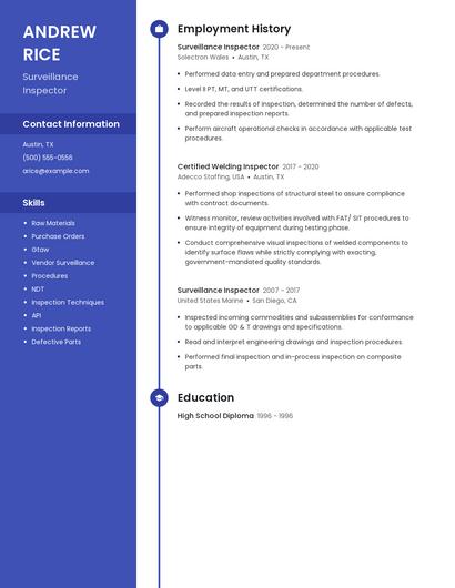 Surveillance Inspector Resume