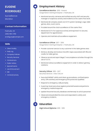 Surveillance Monitor Resume