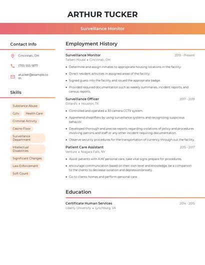 Surveillance Monitor Resume