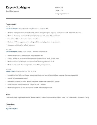Surveillance Monitor Resume