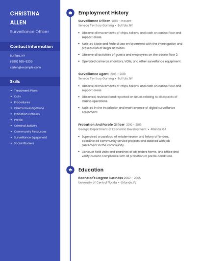 Surveillance Officer Resume