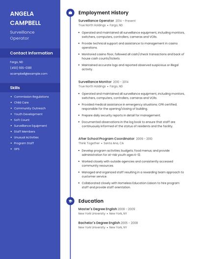 Surveillance Operator Resume