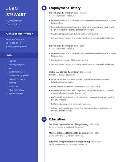 Surveillance Technician Resume