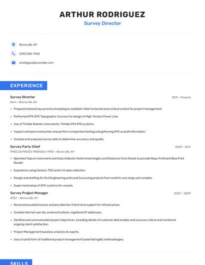 Survey Director Resume