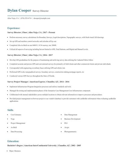 Survey Director Resume