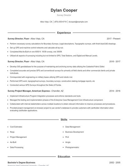 Survey Director Resume