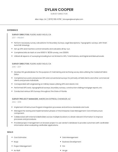 Survey Director Resume